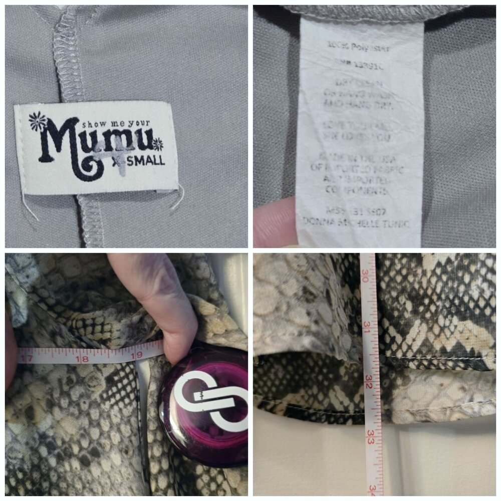 Show Me Your Mumu ✦ Snake Print V‑Neck Long Sleeve Tunic Dress ✦ Keyhole Back XS - Picture 9 of 10